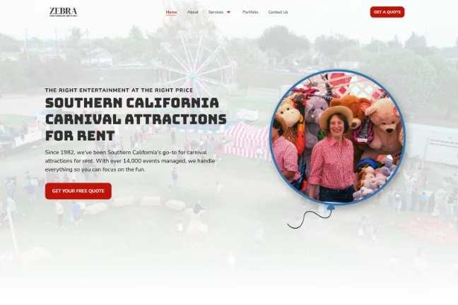 Zebra Entertainment and Events website